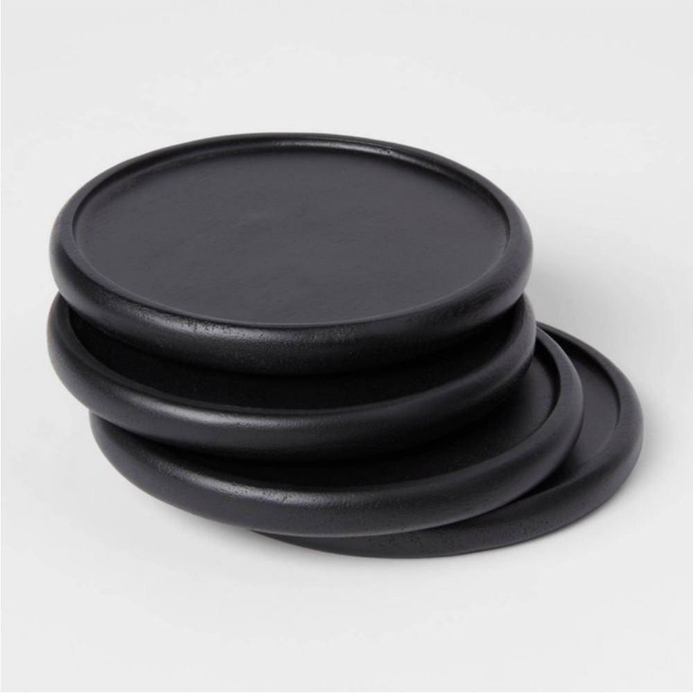 Black Round Decorative Trays - Set of 4